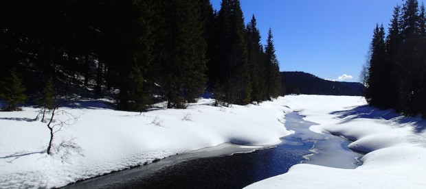 Innløpsbekken til Spålen fra Sinnera 3. april