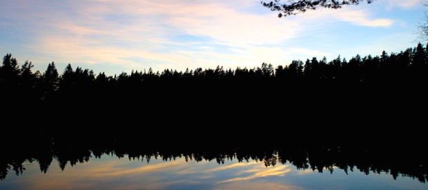 Fra Rundvann ved Østmarkskapellet hvor isen gikk for en uke siden